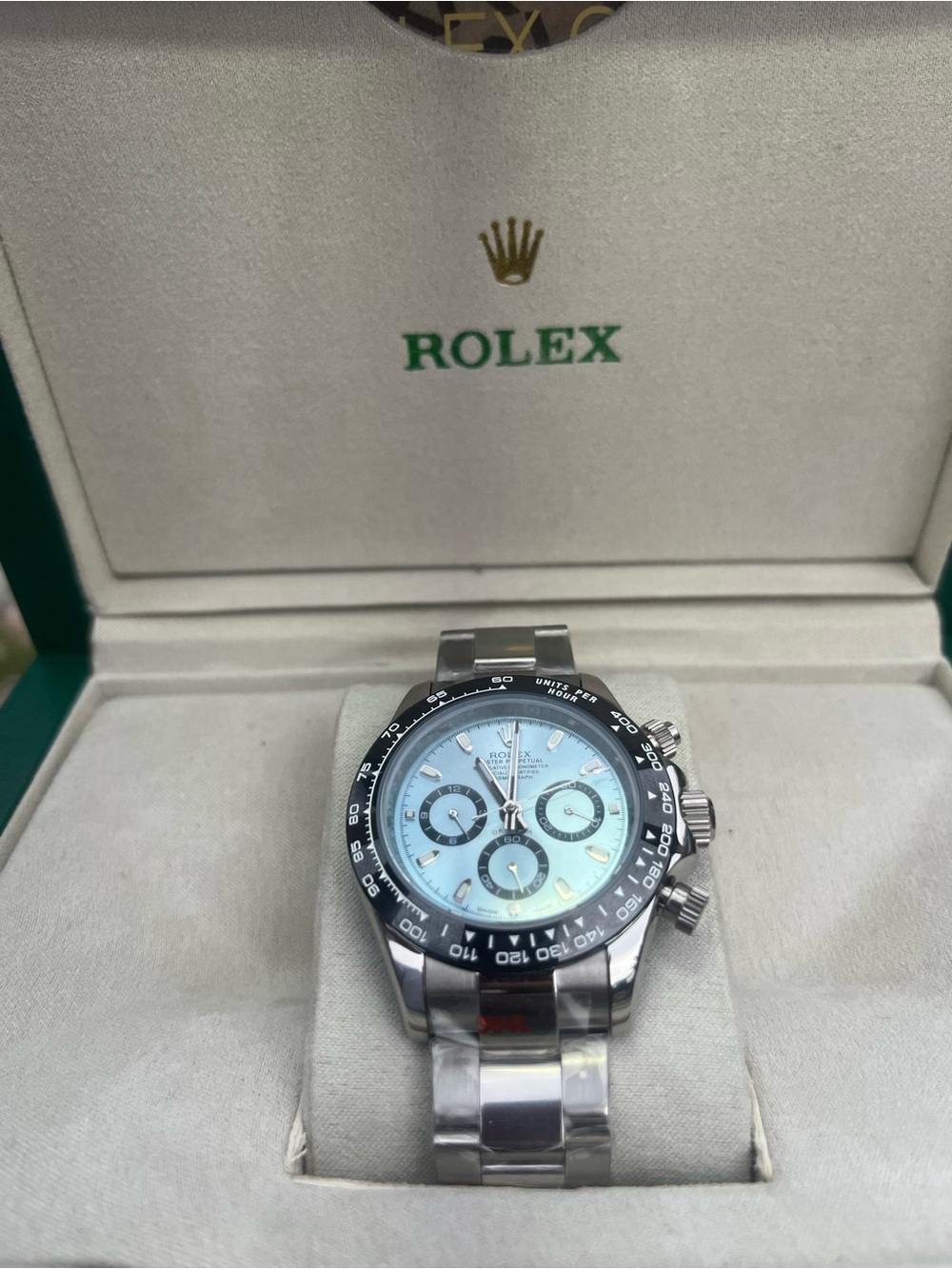 Brand New Rolex Stainless Steel Chronograph Watch with Ice Blue Dial